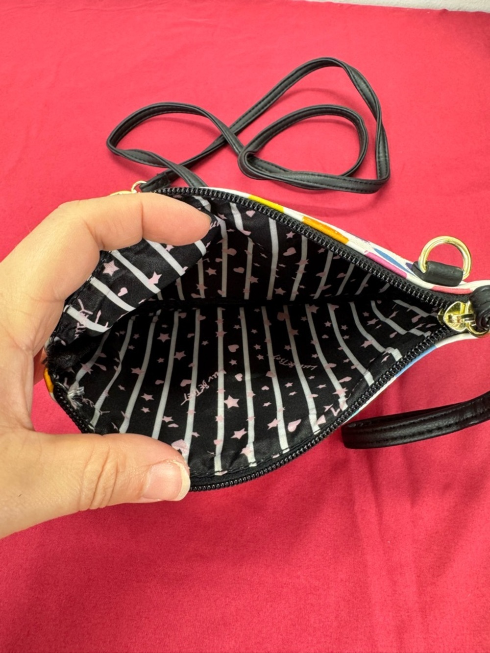 Playful Multicolor Polka Dot Crossbody Bag with Black Strap - Picture 8 of 9